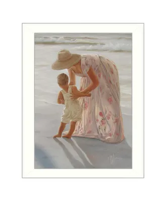 Trendy Decor 4U First Time on the Beach By Georgia Janisse, Printed Wall Art, Ready to hang, White Frame, 18" x 14"