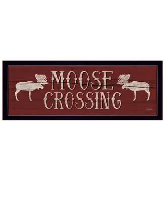 Trendy Decor 4U Moose Crossing By Lauren Rader, Printed Wall Art, Ready to hang, Black Frame, 20" x 11"