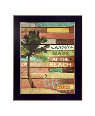 Trendy Decor 4U Beach Memories By Marla Rae, Printed Wall Art, Ready to hang, Black Frame, 14" x 18"