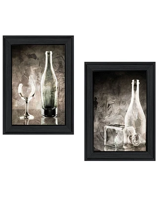 Trendy Decor 4U Moody Gray Glassware Still Life 2-Piece Vignette by Bluebird Barn, Black Frame, 15" x 19"