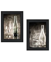 Trendy Decor 4U Moody Gray Glassware Still Life 2-Piece Vignette by Bluebird Barn, Black Frame, 15" x 19"