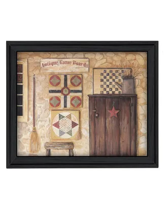 Trendy Decor 4U Antique Game Boards By Pam Britton, Printed Wall Art, Ready to hang, Black Frame, 23" x 19"