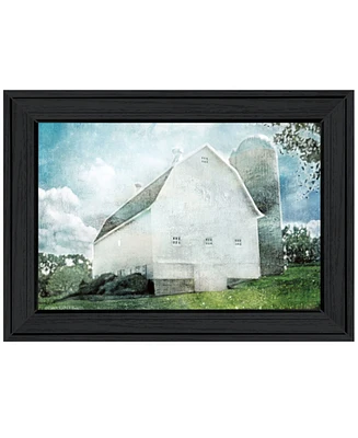 Trendy Decor 4U White Barn by Bluebird Barn, Ready to hang Framed Print, Black Frame, 19" x 15"