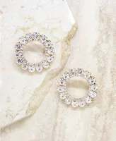 Ettika Large Crystal and Gold Circle Stud Earrings