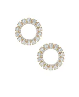 Ettika Large Crystal and Gold Circle Stud Earrings