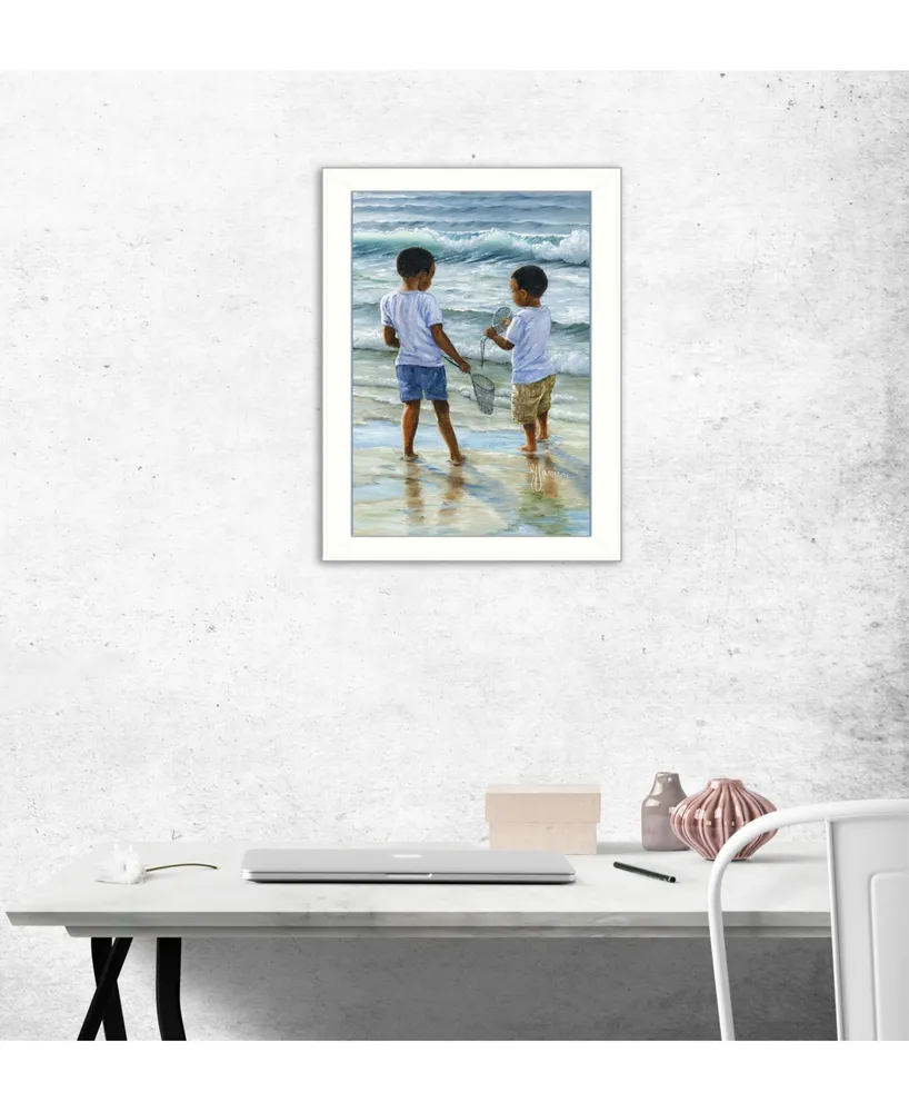 Trendy Decor 4U Ocean Discoveries By Georgia Janisse, Printed Wall Art, Ready to hang, White Frame, 14" x 10"