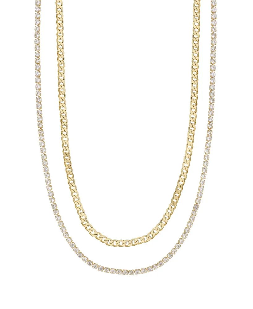 Ettika Simple Crystal Gold Chain Necklace Set