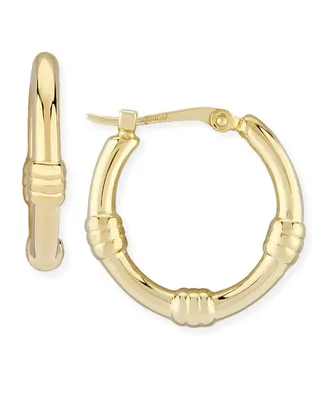Bamboo Hoop Earrings Set in 14k Gold