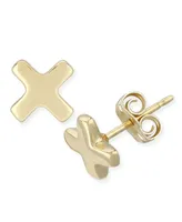 X" Shape Stud Earrings Set in 14k Yellow Gold (8mm)