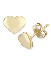 Flat Heart Stud Earrings Set in 14k Gold (8mm)