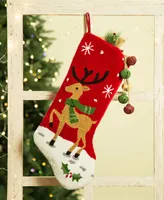 Glitzhome 19" H Hooked Reindeer Stocking