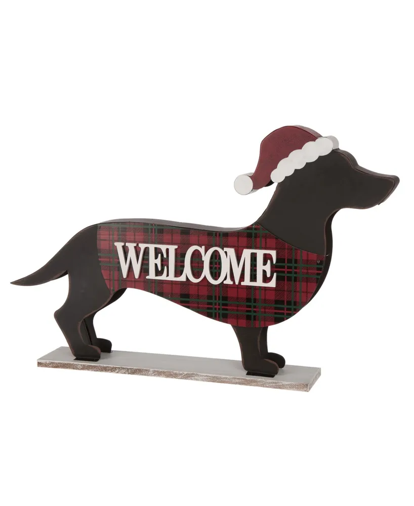 Glitzhome 21.93" L Christmas Metal Dachshund Porch Sign