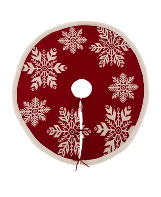 Glitzhome 48"D Knitted Snowflake Acrylic Christmas Tree Skirt