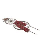 Glitzhome 36.63" H Metal Bike Wheel Snowman with Plaid Scarf Yard Stake