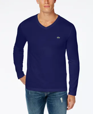 Lacoste Men's V-Neck Casual Long Sleeve Jersey T-Shirt