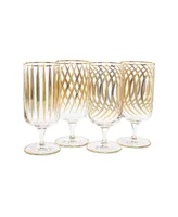 Classic Touch Set of 4 Mix and Match Drinking Glasses with 24K Gold Design