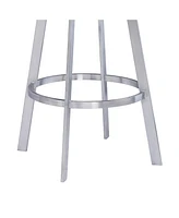 Saturn 26" Counter Height Swivel Gray Artificial leather and Brushed Stainless Steel Bar Stool