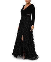 Xscape Plus 3D Floral-Applique Gown