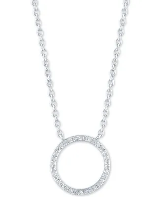 Diamond Accent Circle 18" Pendant Necklace in Sterling Silver