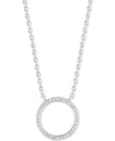 Diamond Accent Circle 18" Pendant Necklace in Sterling Silver