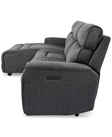Closeout! Hutchenson 3-Pc. Fabric Chaise Sectional with 2 Power Recliners and Headrests
