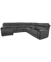 Closeout! Hutchenson 7-Pc. Fabric Chaise Sectional with 2 Power Recliners and 2USB Consoles