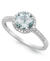 Aquamarine (1 ct. t.w.) and Diamond (1/8 Ring 14k White Gold