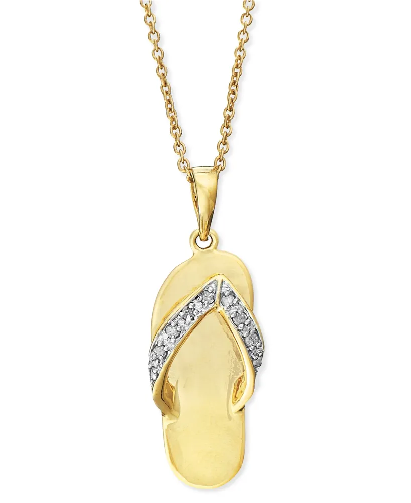 Diamond Flip-Flop Pendant Necklace in 18k Gold over Sterling Silver (1/10 ct. t.w.)