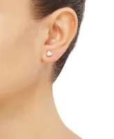 Cubic Zirconia Heart Stud Earrings in 14k Gold