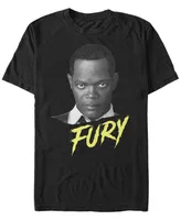 Marvel Men's Captain Nick Fury Big Face Portrait, Short Sleeve T-shirt