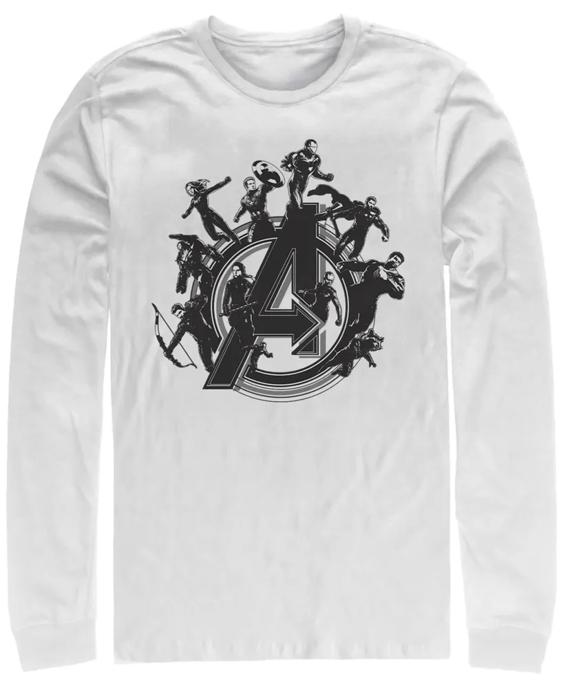 Marvel Men's Avengers Endgame Circle Group Logo, Long Sleeve T-shirt