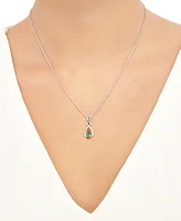 2-Pc. Set Sapphire (1-1/3 ct. t.w.) & Diamond (1/20 Pendant Necklace Matching Drop Earrings Sterling Silver (Also Emerald)