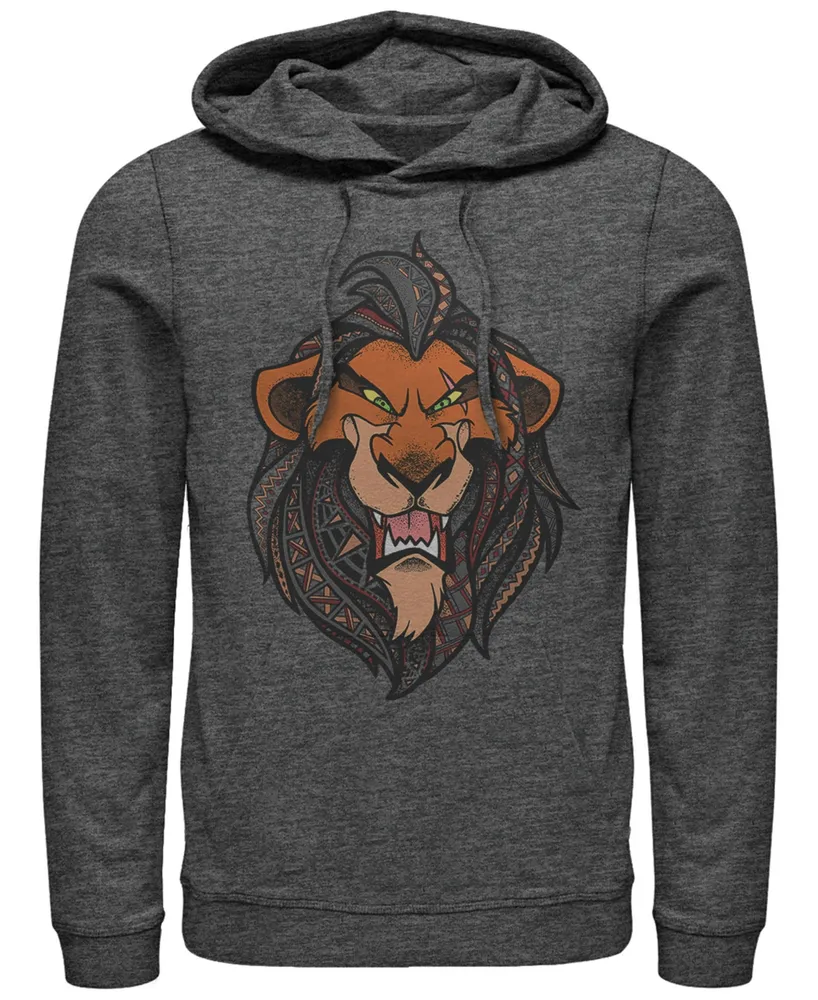 Disney Men's Lion King Scar Geometric Pattern Fill Portrait, Pullover Hoodie