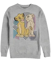 Disney Men's Lion King Retro Simba and Nala, Crewneck Fleece