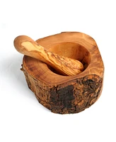 BeldiNest Olive Wood Rustic Pestle and Mortar