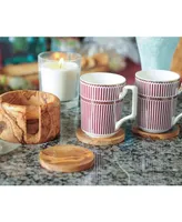 BeldiNest Olive Wood Coaster Set of 6 with Holder