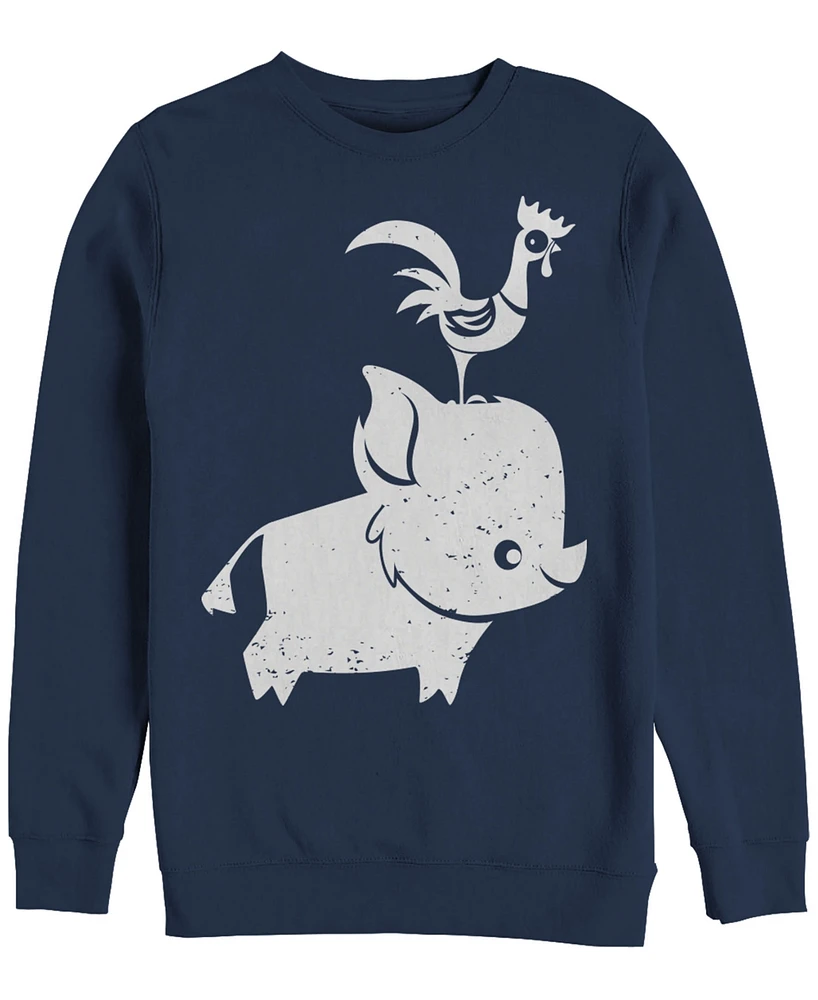 Disney Men's Moana Cute Pua and Hei Hei, Crewneck Fleece