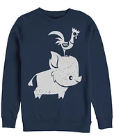 Disney Men's Moana Cute Pua and Hei Hei, Crewneck Fleece