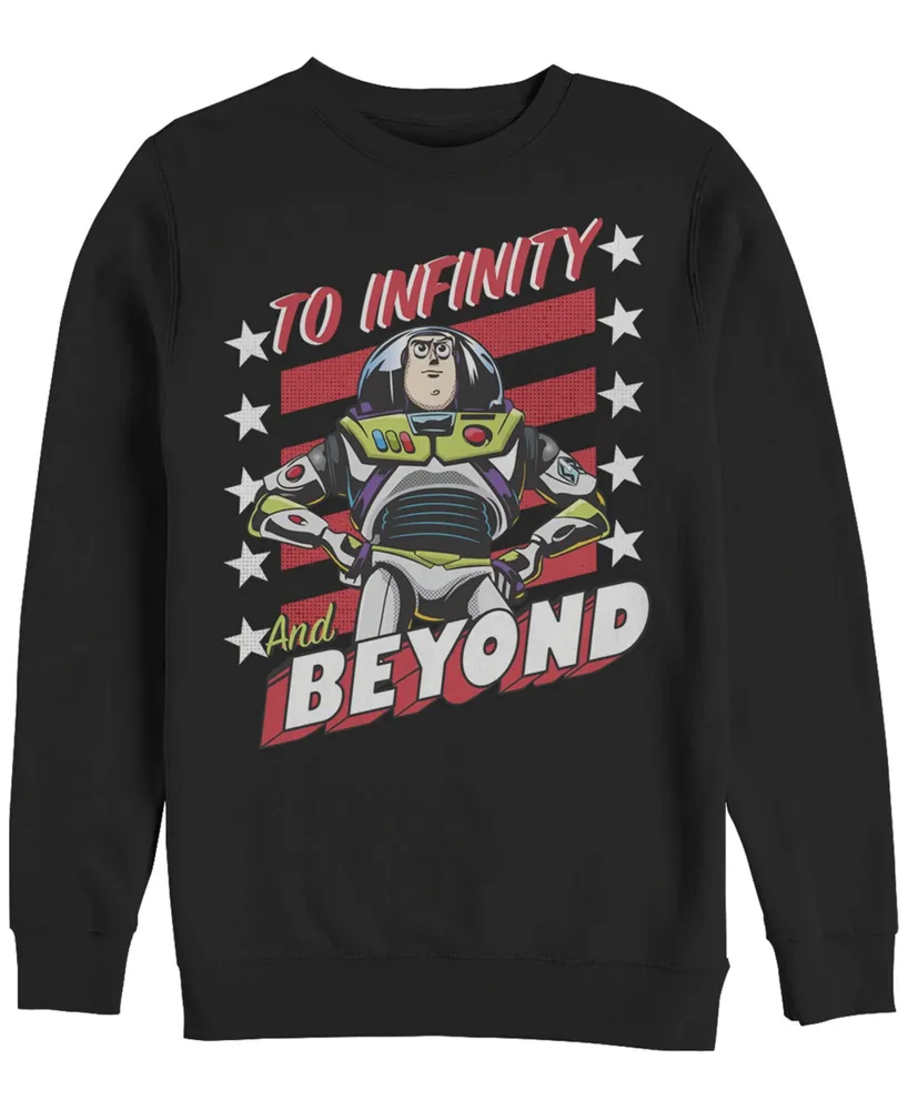 Disney Pixar Men's Toy Story Buzz to Infinity and Beyond Stars Stripes, Crewneck Fleece