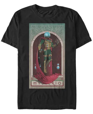 Marvel Men's Spider-Man Far From Home Mysterio Playing Card Poster, Short Sleeve T-shirt