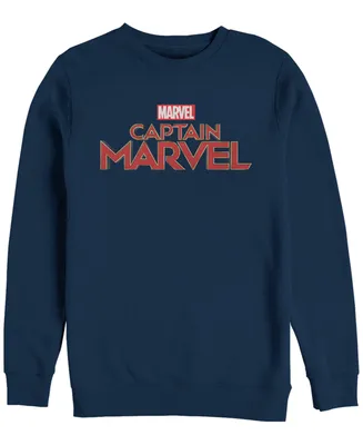 Marvel Men's Captain Chest Text Logo, Crewneck Fleece