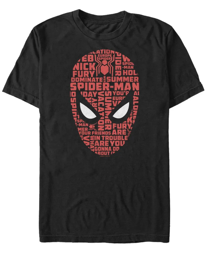 Marvel Men's Spider-Man Far From Home Word Mask, Short Sleeve T-shirt