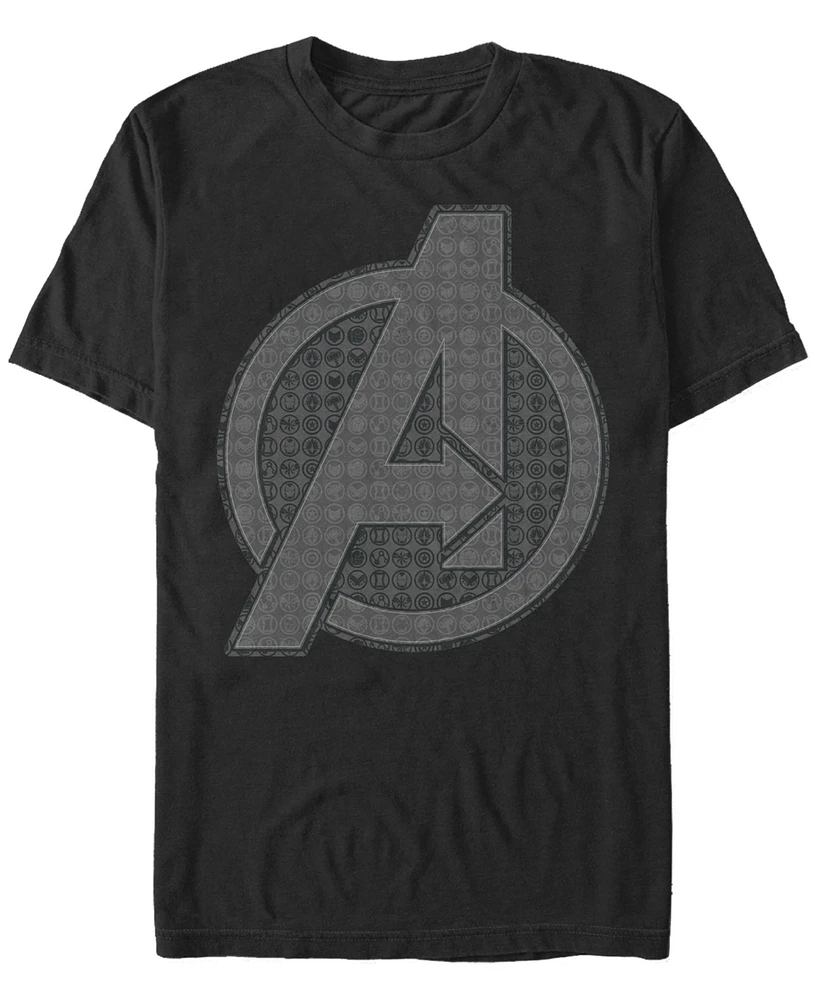Marvel Men's Avengers Endgame Grayscale Icons Logo, Short Sleeve T-shirt