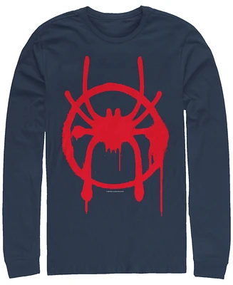 Marvel Men's Spider-Man Into the Spider-Verse Miles Morales Chest Logo, Long Sleeve T-shirt