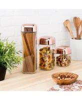 Honey Can Do 3-Pc. Glass & Copper Canister Set