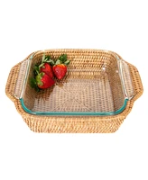 Artifacts Rattan Square Baker Basket with Pyrex