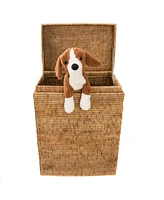 Artifacts Rattan Rectangular Hamper with Hinged Lid and Cloth Liner