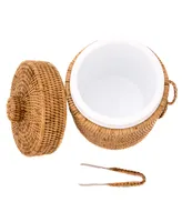 Artifacts Rattan Ice Bucket with Tongs