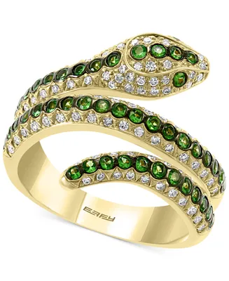 Effy Tsavorite (1/2 ct. t.w.) & Diamond (3/8 ct. t.w.) Snake Ring in 14k Gold