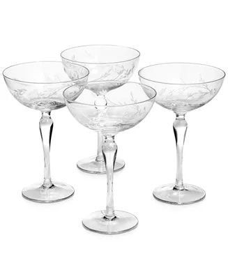 Hotel Collection Etched Floral Coupe Glasses, Set of 4, Created for Macy's